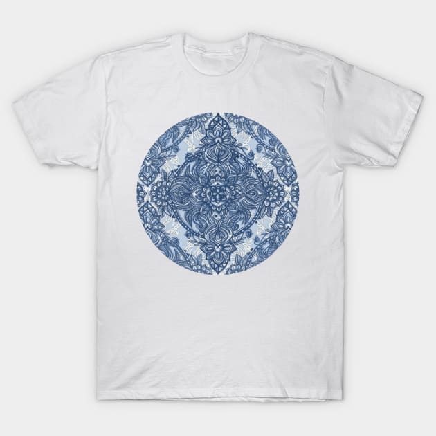 Denim Blue Lace Pencil Doodle T-Shirt by micklyn